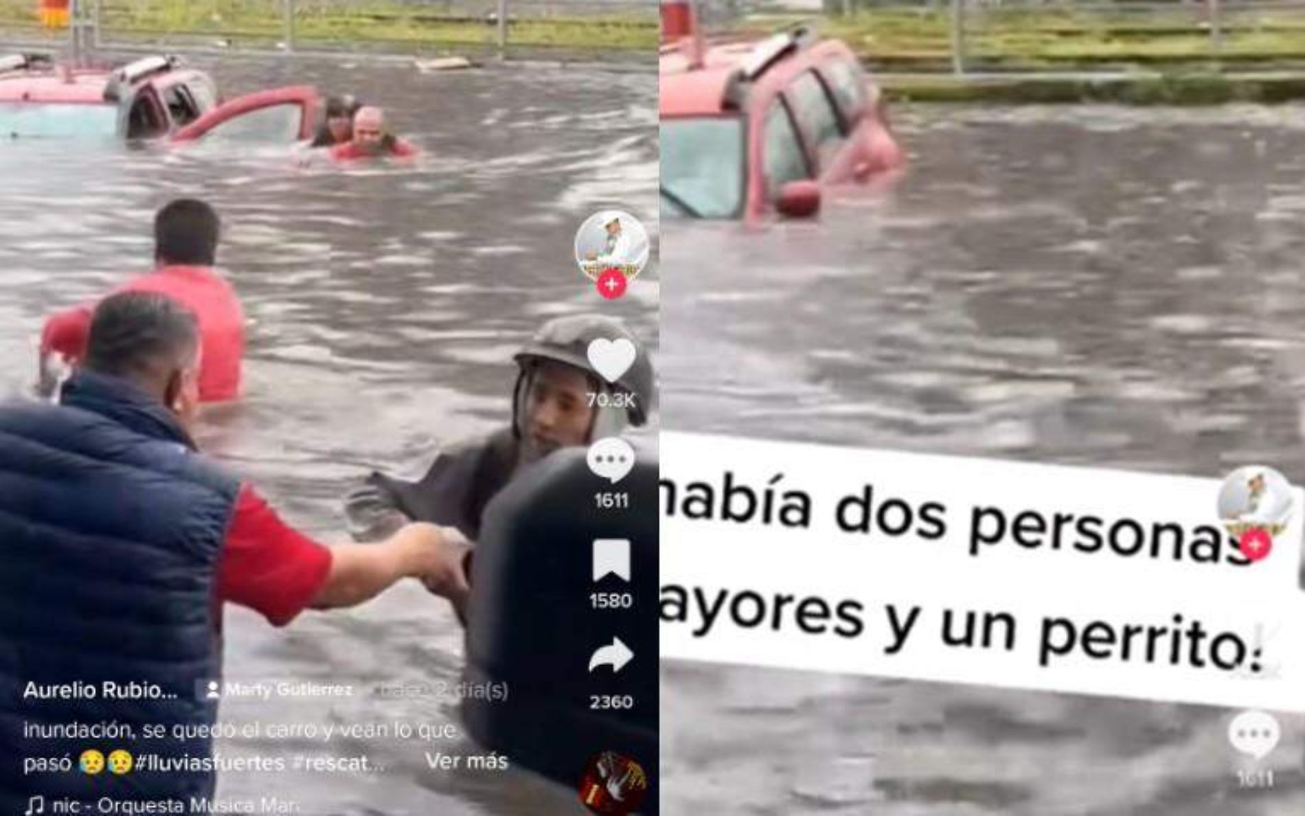 Rescatan abuelitos y a mascota; quedaraon atrapados en inundaciones de Guadalajara 